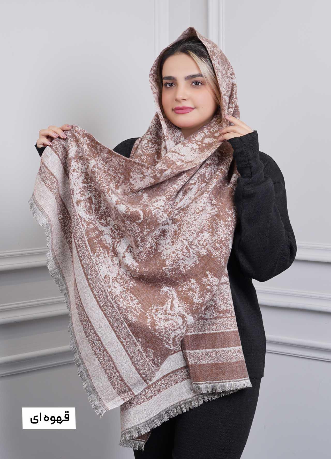 شال موهر پاییزه(طرح جنگل) کد 4242 - رنگ : قهوه ای