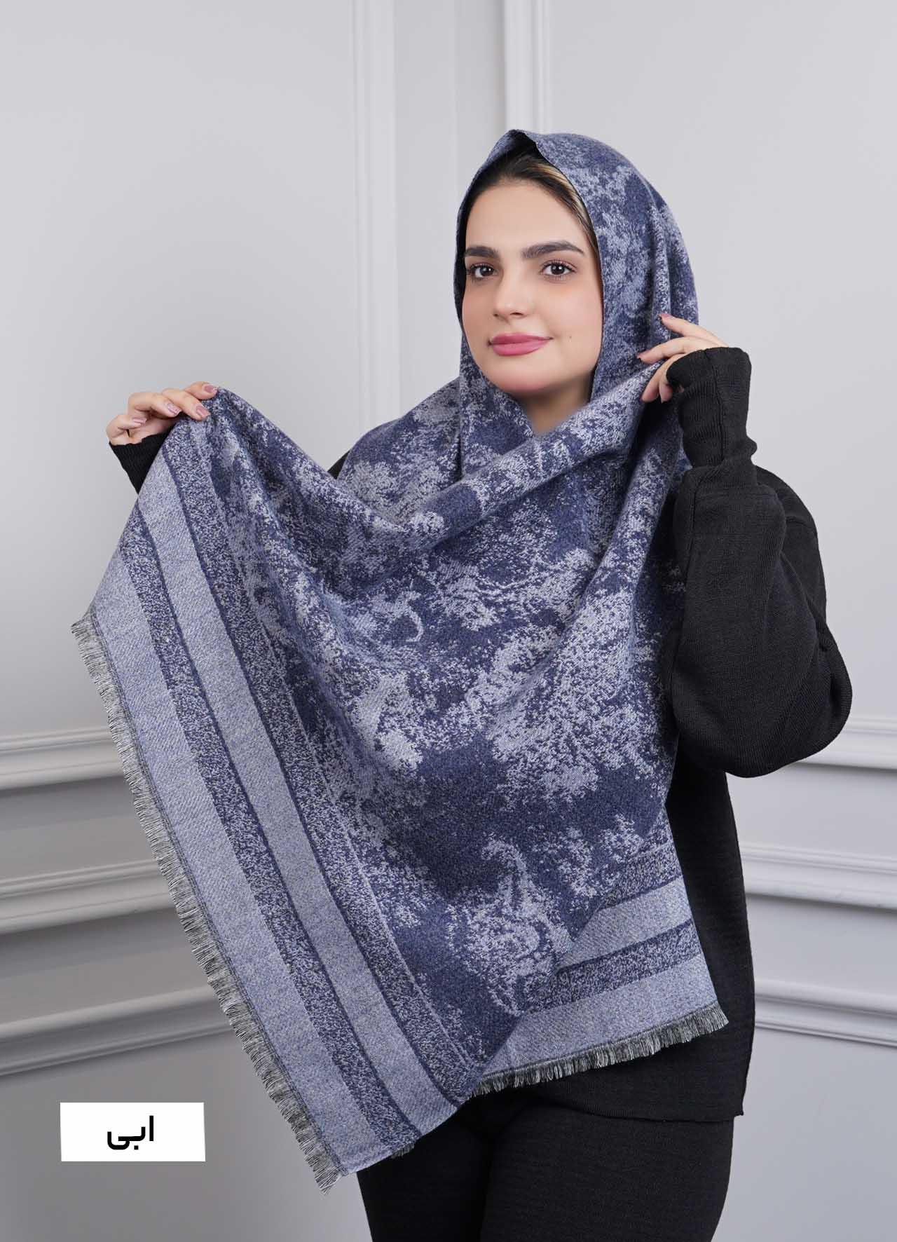 شال موهر پاییزه(طرح جنگل) کد 4242 - رنگ : آبی