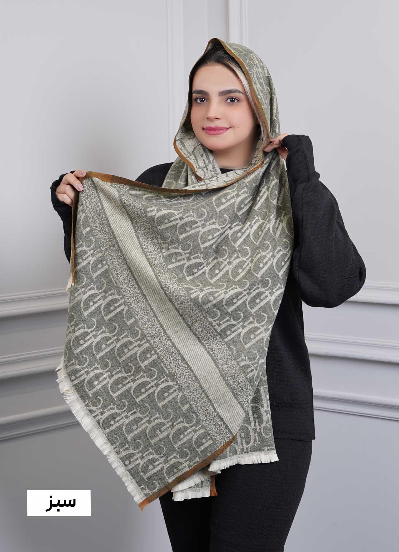 شال موهر پاییزه(طرح Dior) کد 4242 - رنگ : سبز