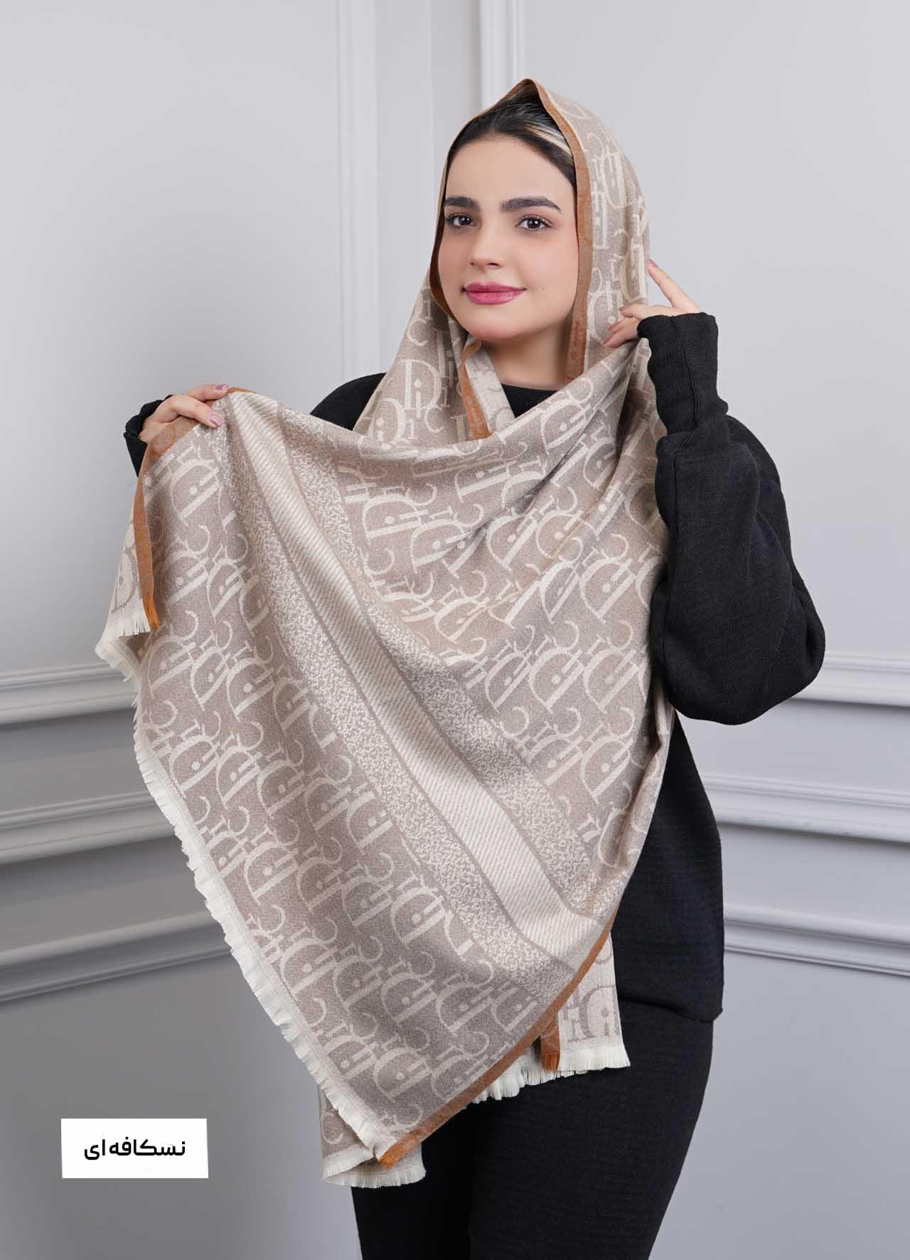 شال موهر پاییزه(طرح Dior) کد 4242 - رنگ : نسکافه ای