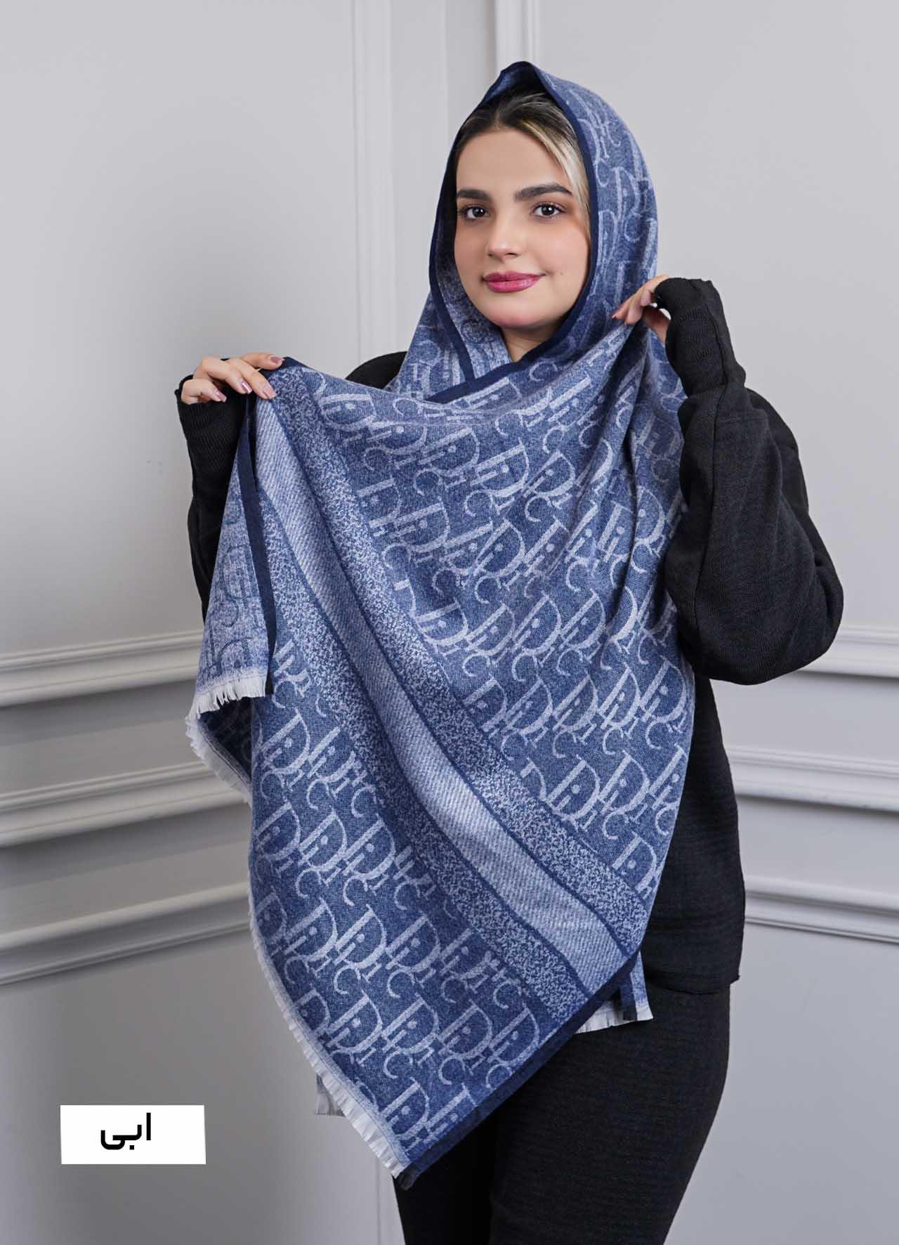 شال موهر پاییزه(طرح Dior) کد 4242 - رنگ : آبی