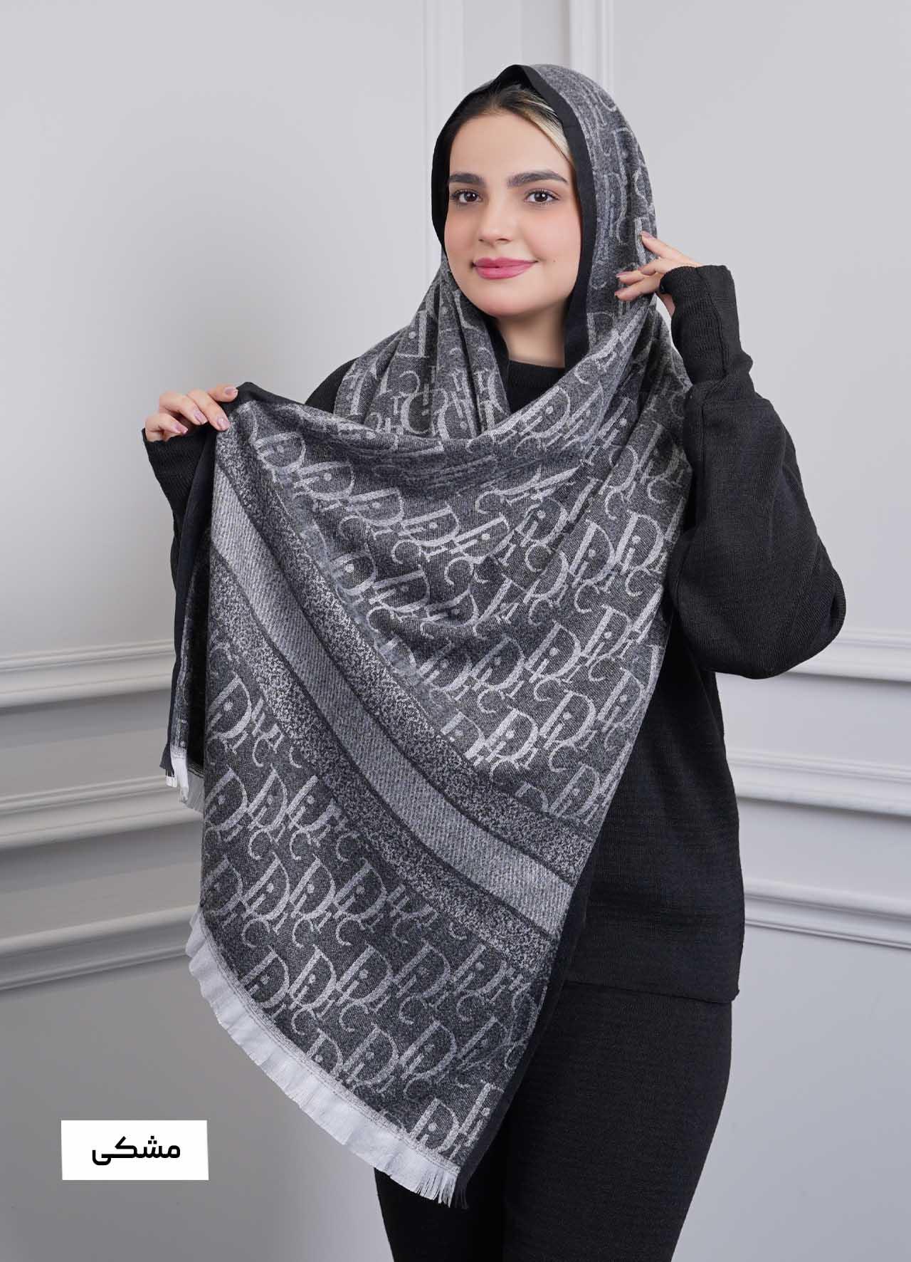 شال موهر پاییزه(طرح Dior) کد 4242 - رنگ : مشکی