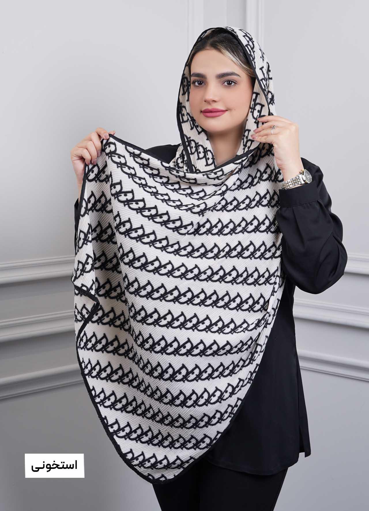 شال vip (طرح 9) کد 401010 - رنگ : استخونی