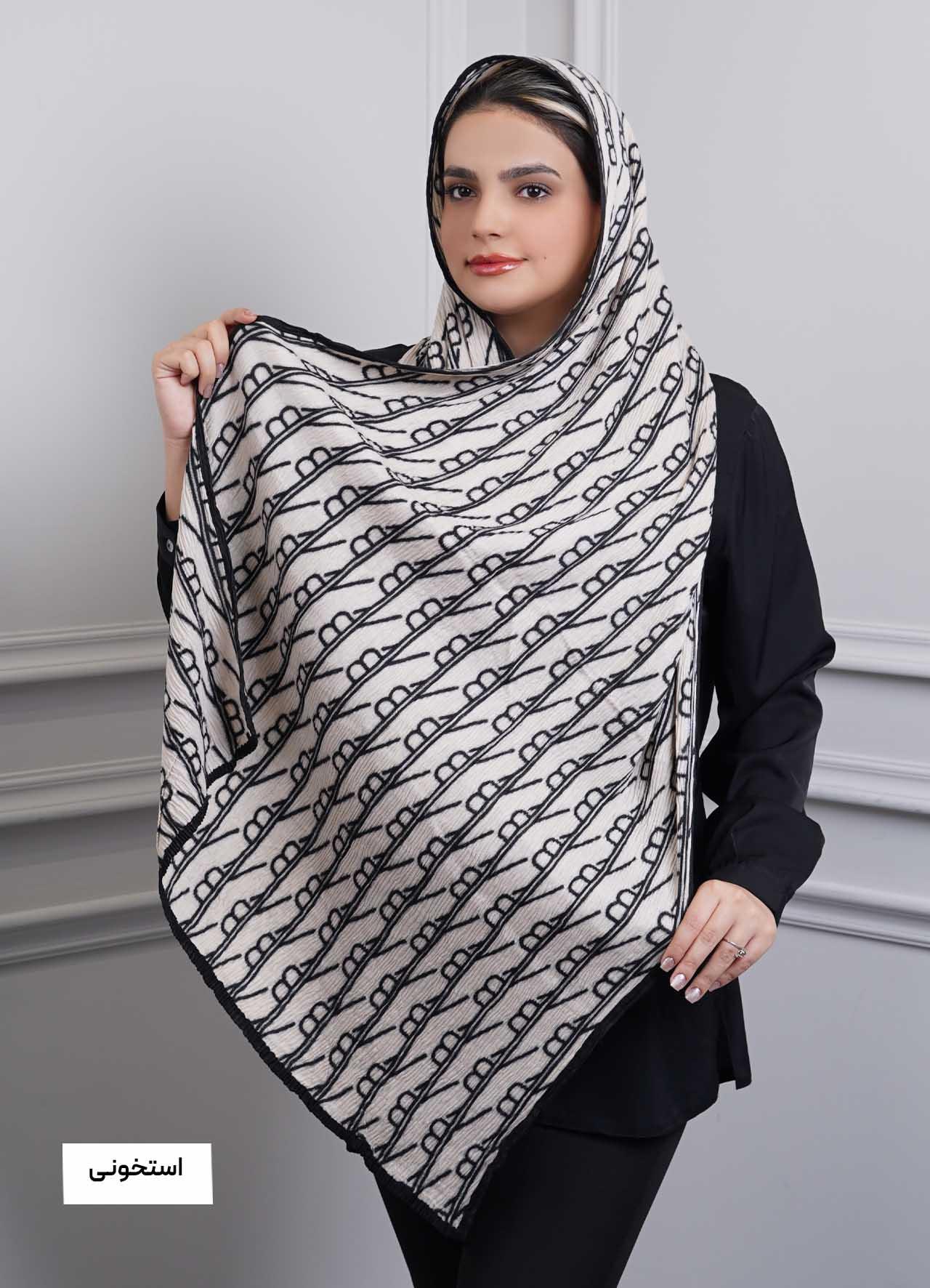 شال vip (طرح 13) کد 401010 - رنگ : استخونی