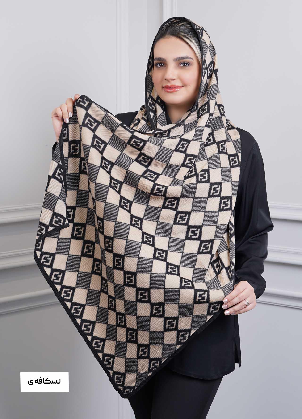 شال vip (طرح 12) کد 401010 - رنگ : نسکافه ای