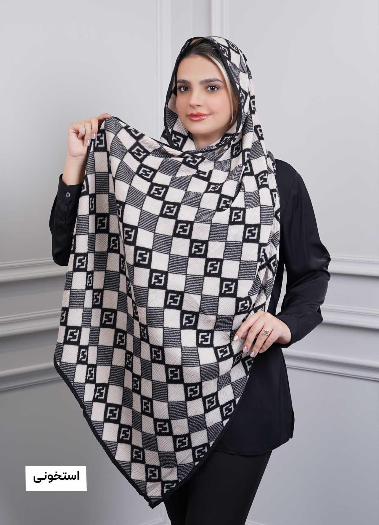 شال vip (طرح 12) کد 401010 - رنگ : استخونی