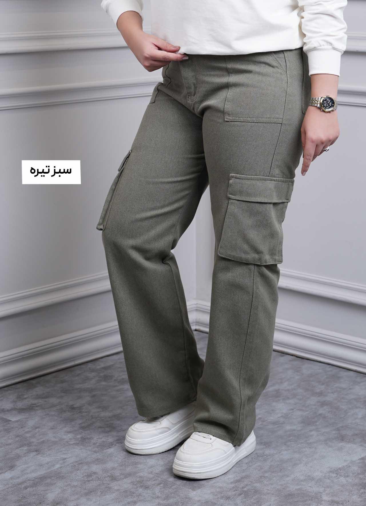 شلوار کارگو - 9136 - رنگ : سبز تیره  سایز : 30