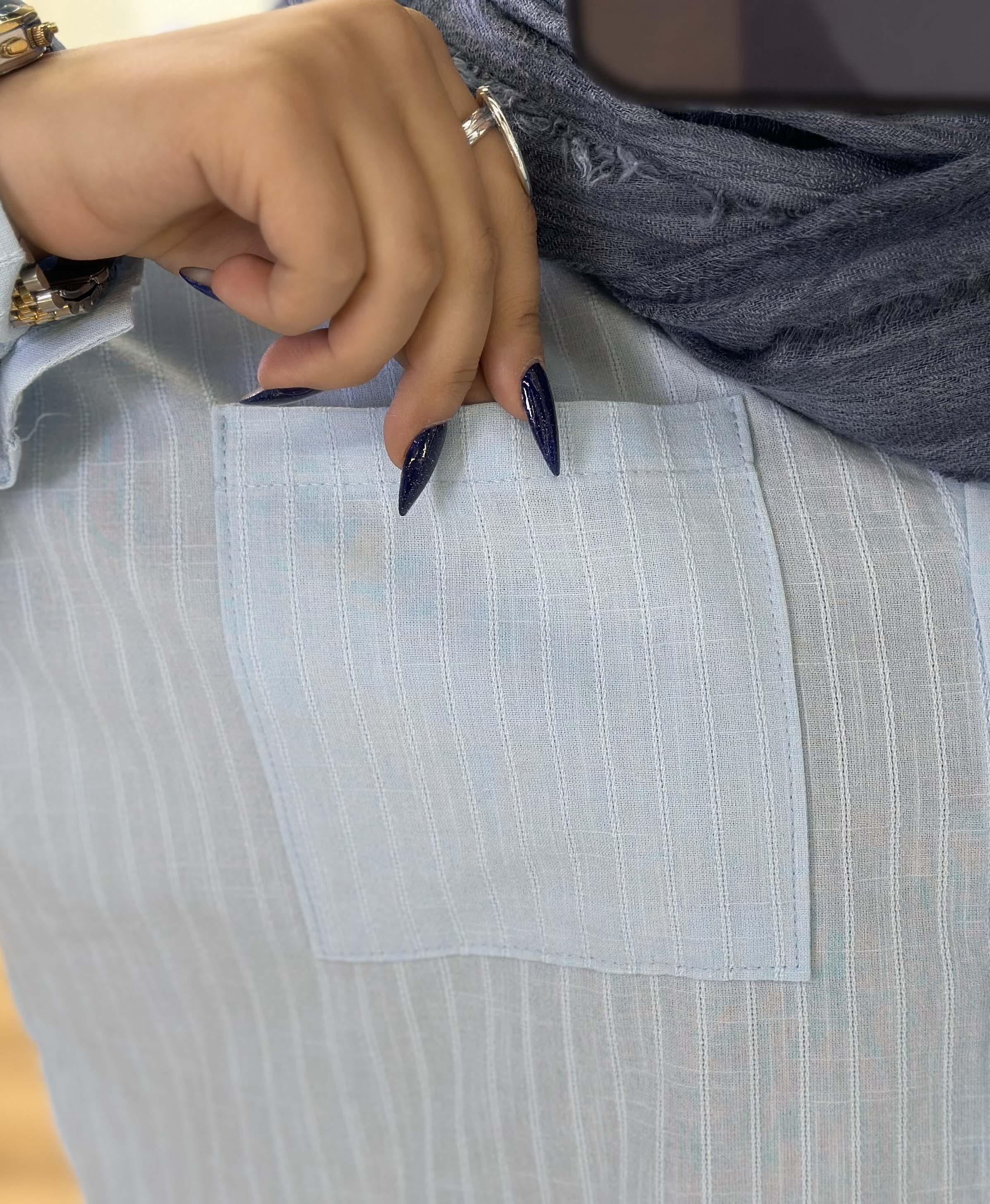 شومیز تک جیب رنگی زنجیری - 10057 - طرح : 5