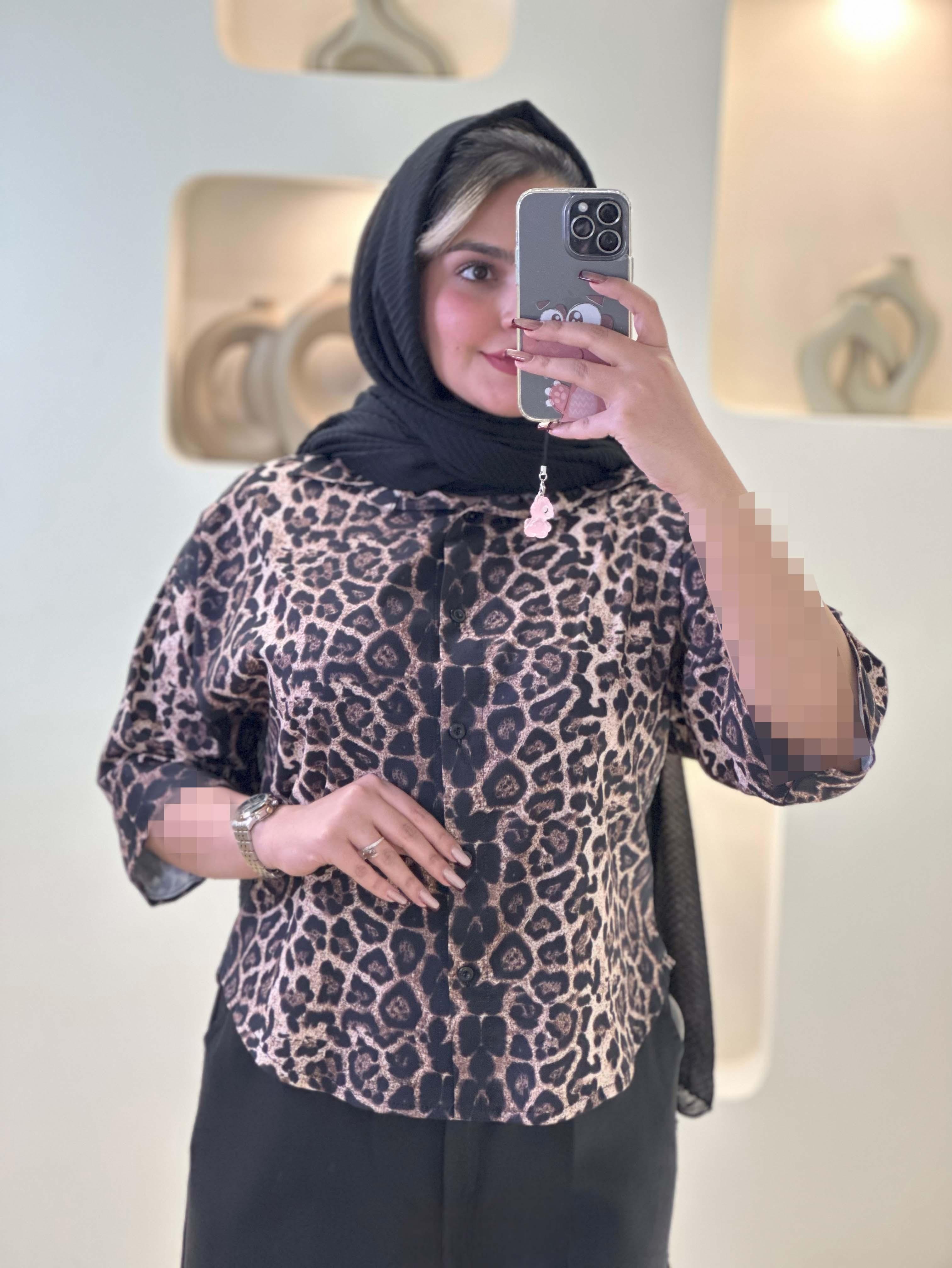 شومیز پلنگی پاکتی - 5097