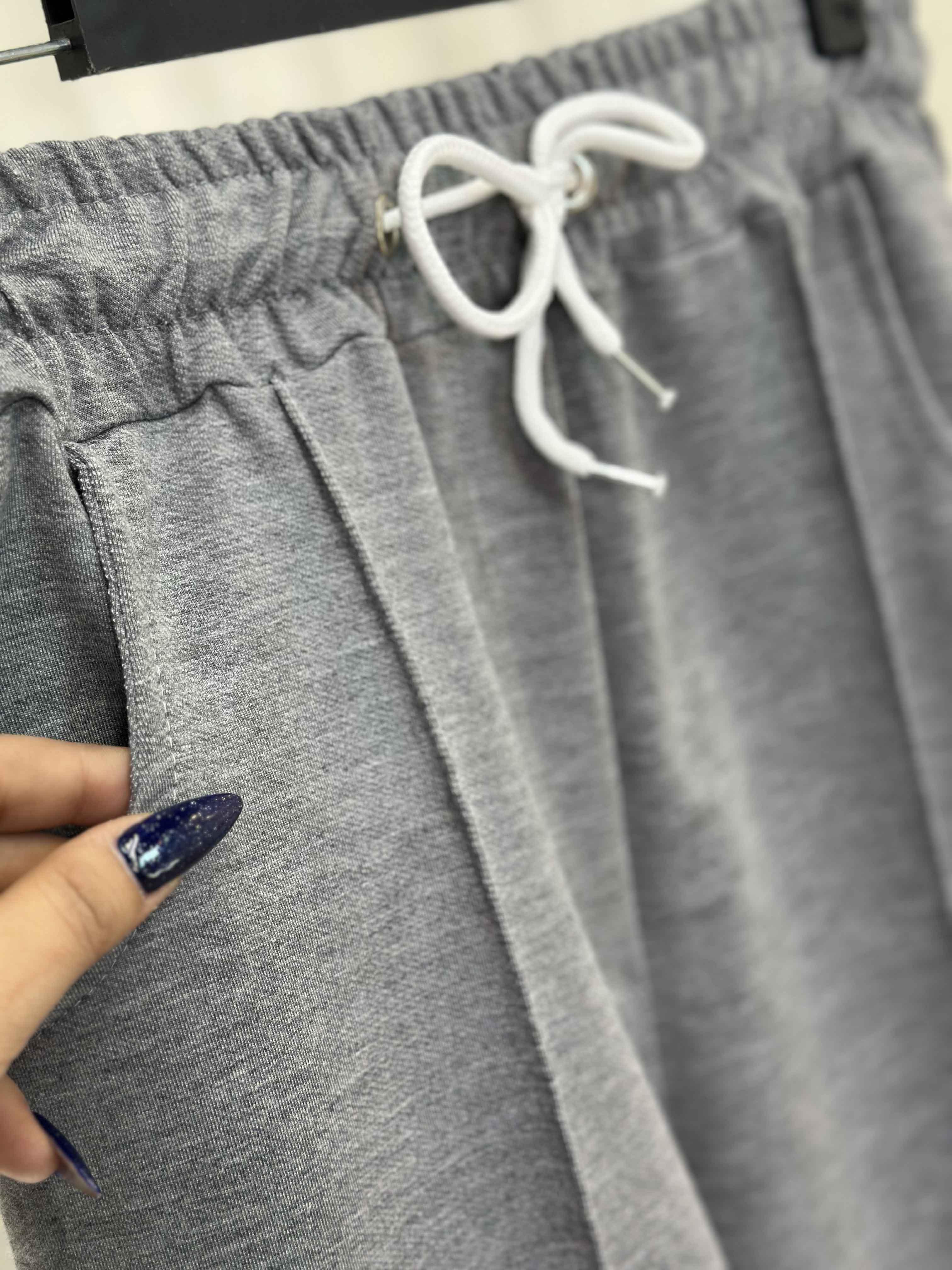 شلوار نیم بگ جلو دوخت - 4403 - رنگ : طوسی