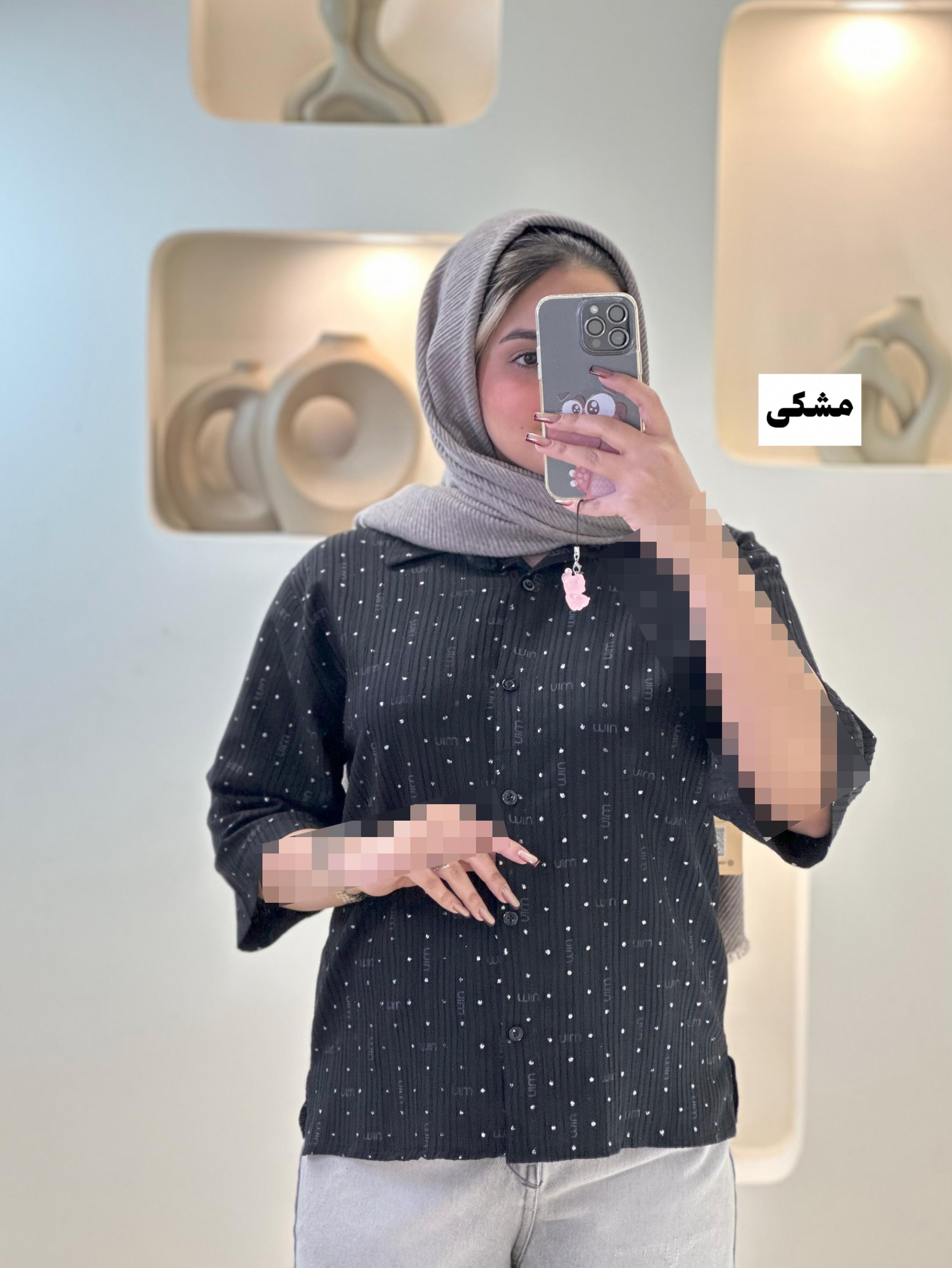 1402 miu شومیز آسیتن کوتاه - رنگ : مشکی