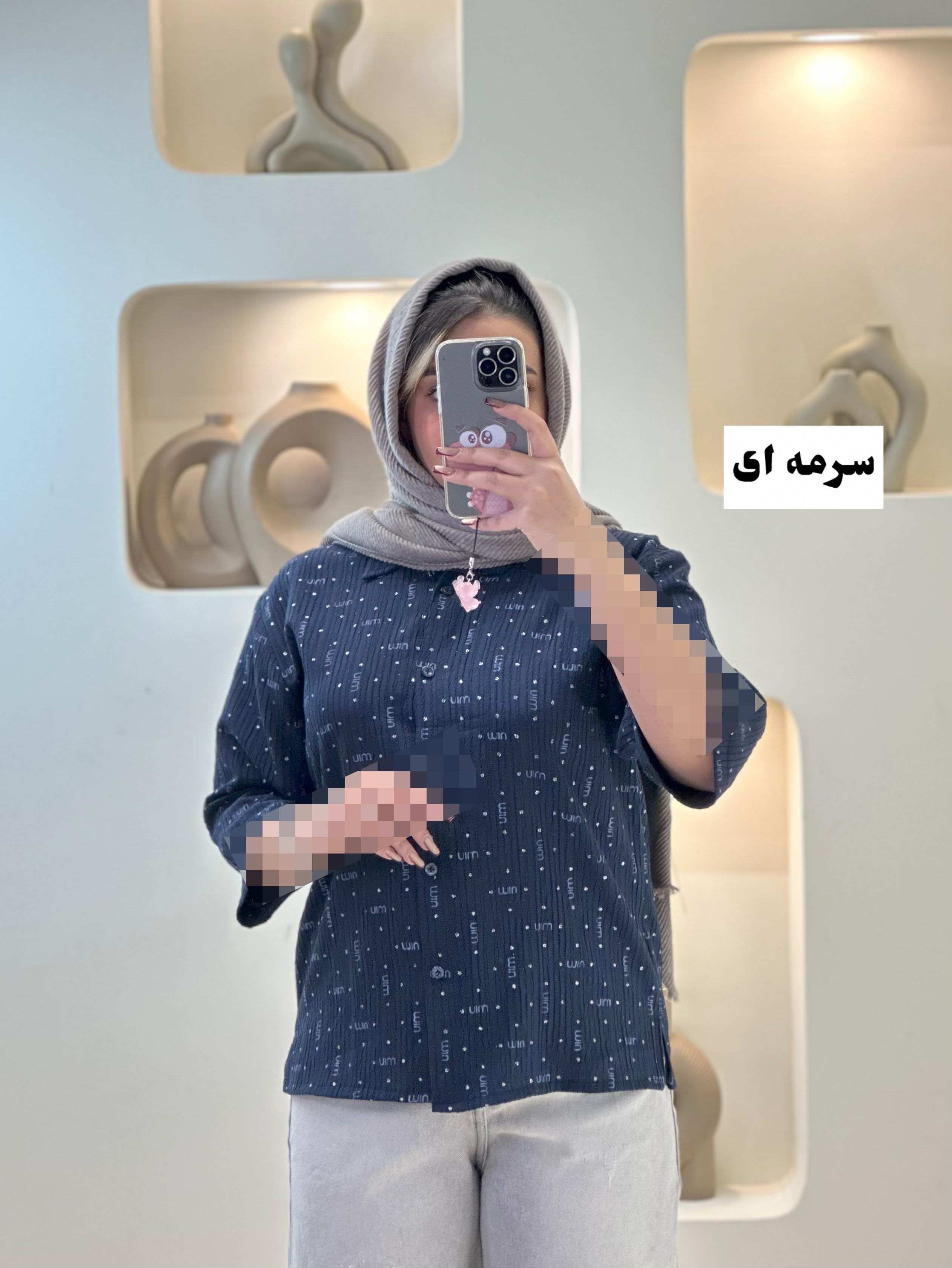 1402 miu شومیز آسیتن کوتاه - رنگ : سرمه ای