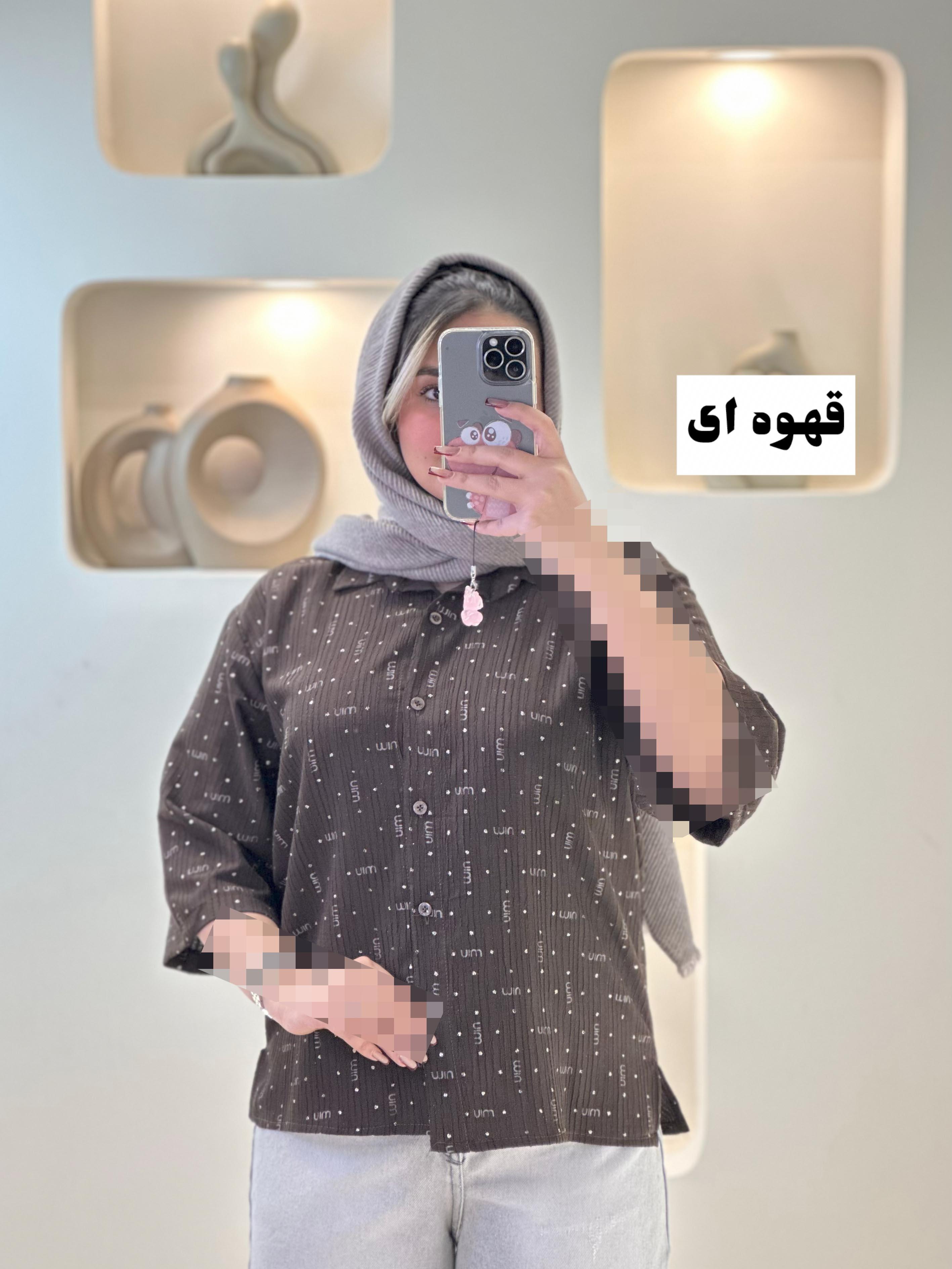 1402 miu شومیز آسیتن کوتاه - رنگ : قهوه ای