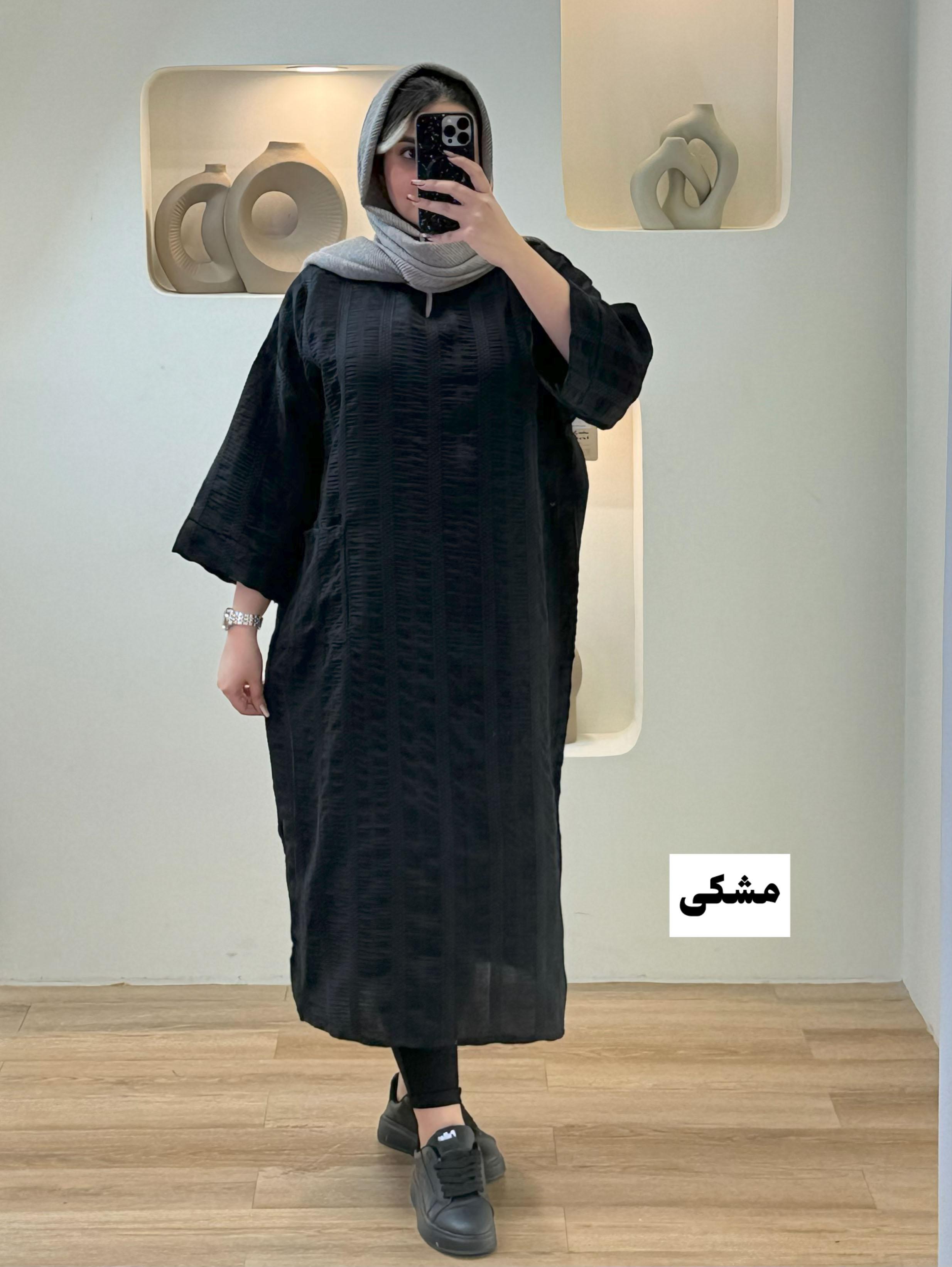 کفتان کوک دوزی یقه کوبایی - 8036 - رنگ : مشکی