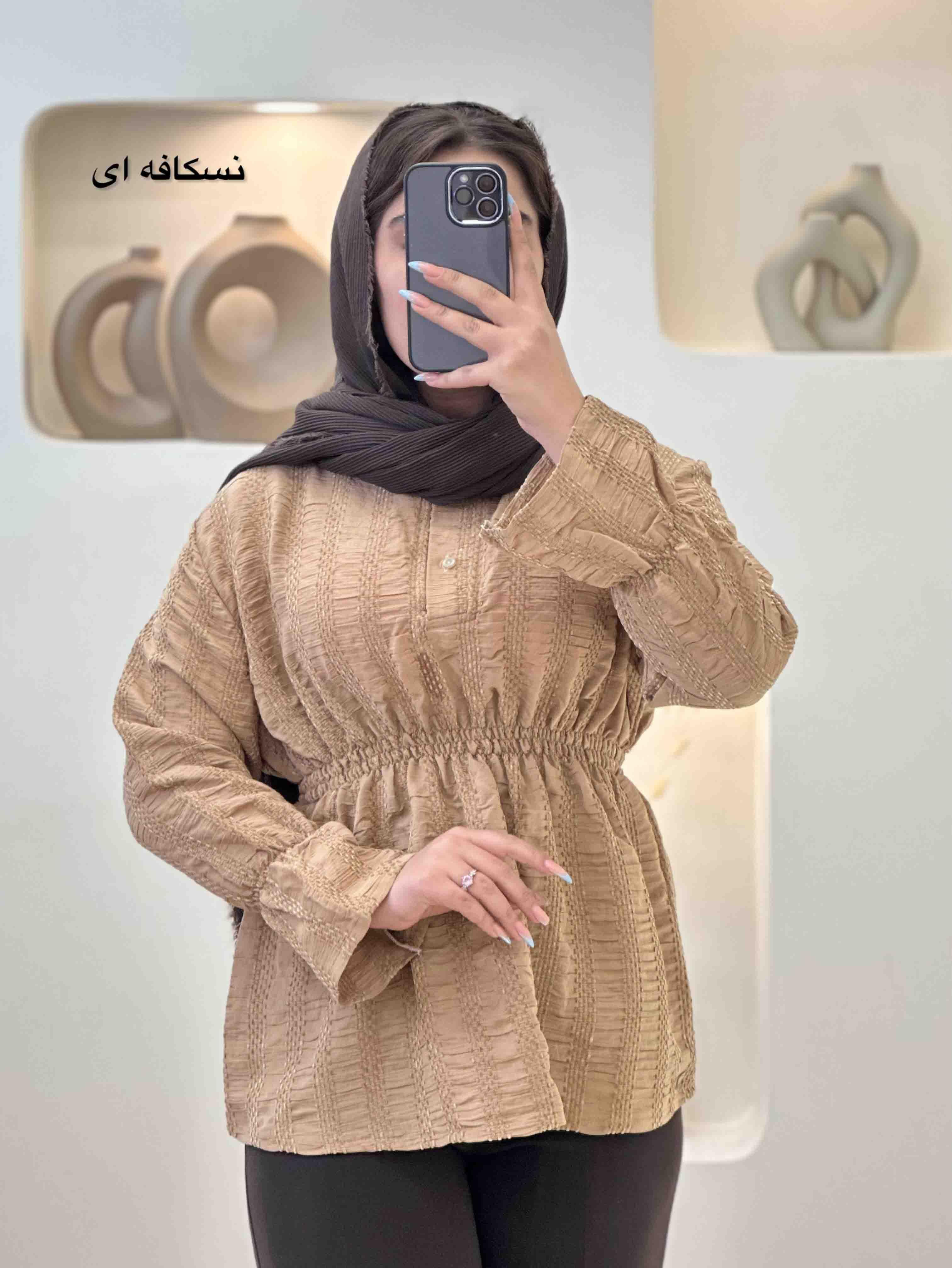شومیز کمرکش کوک دوزی - 10171 - رنگ : سبز