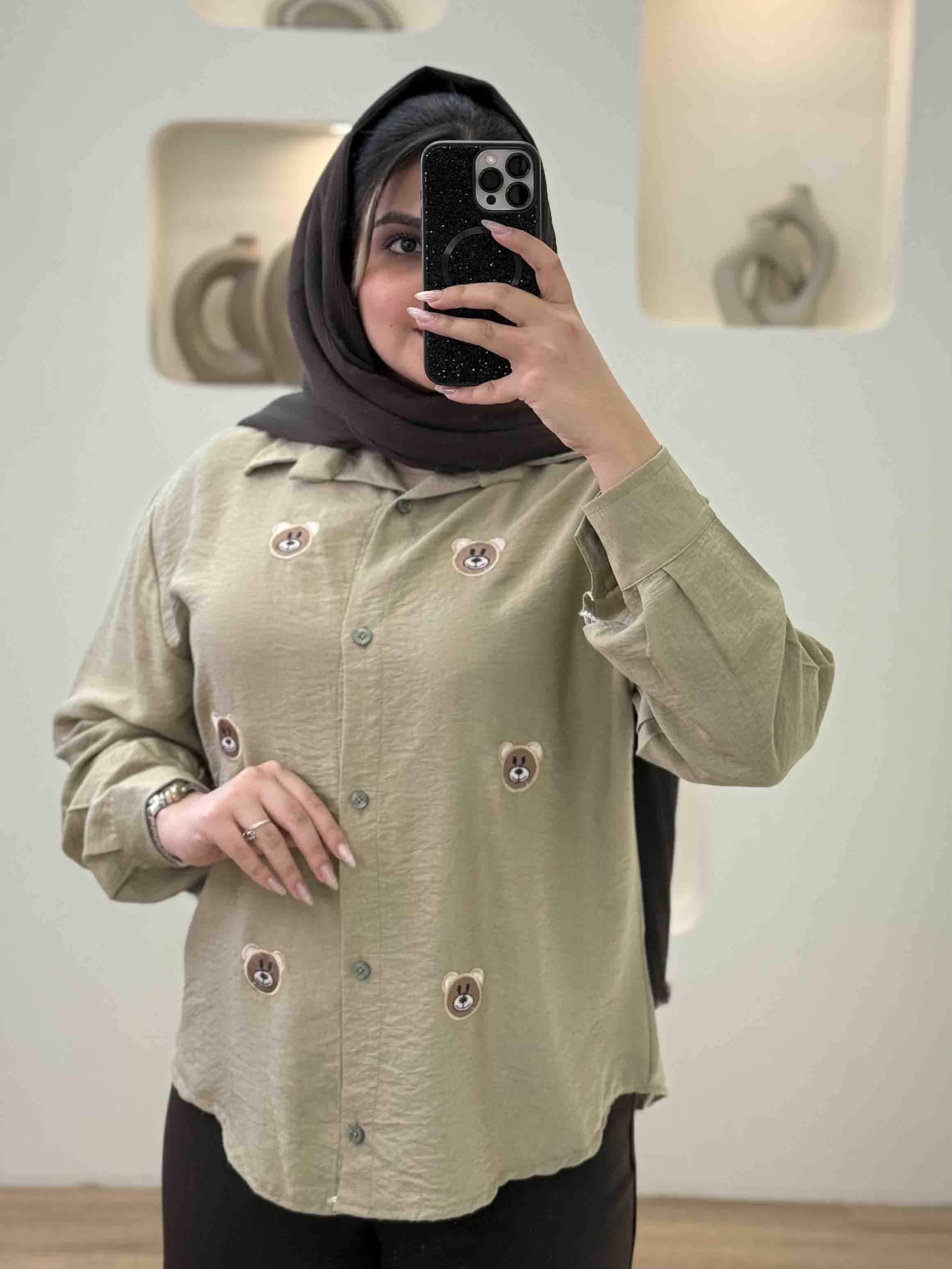 شومیز گلدوزی خرس - 10203 - رنگ : مشکی