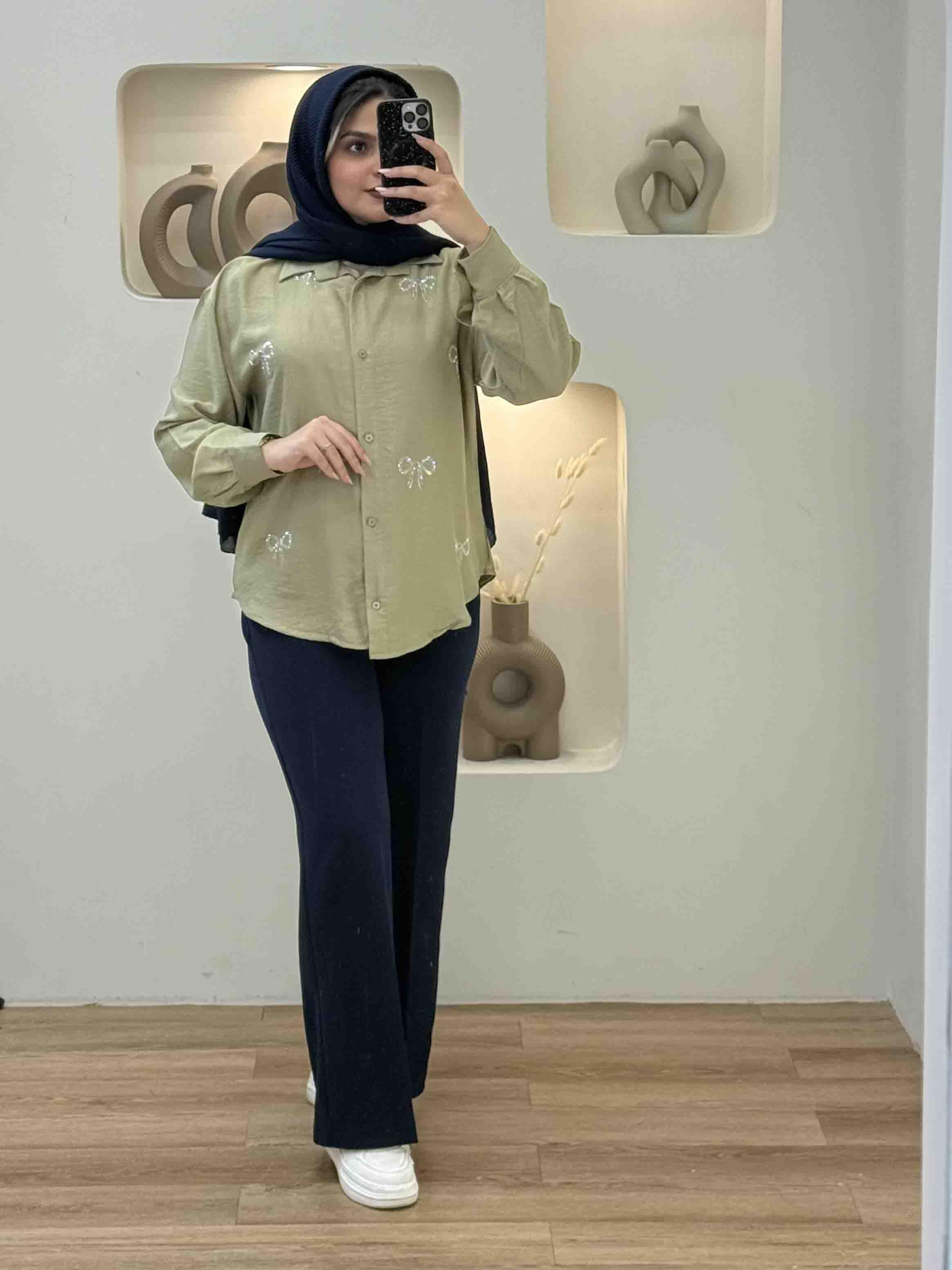 شومیز نگین پاپیون - 10204