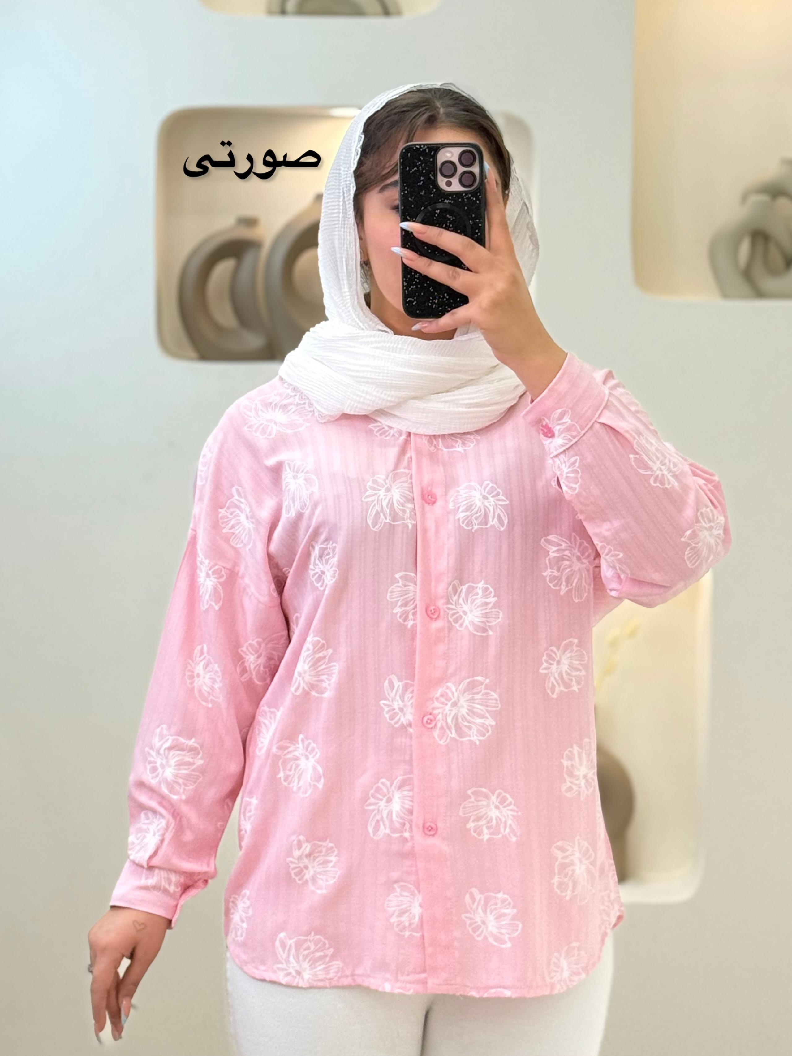 شومیز گلدار بلند - 10150 - رنگ : صورتی