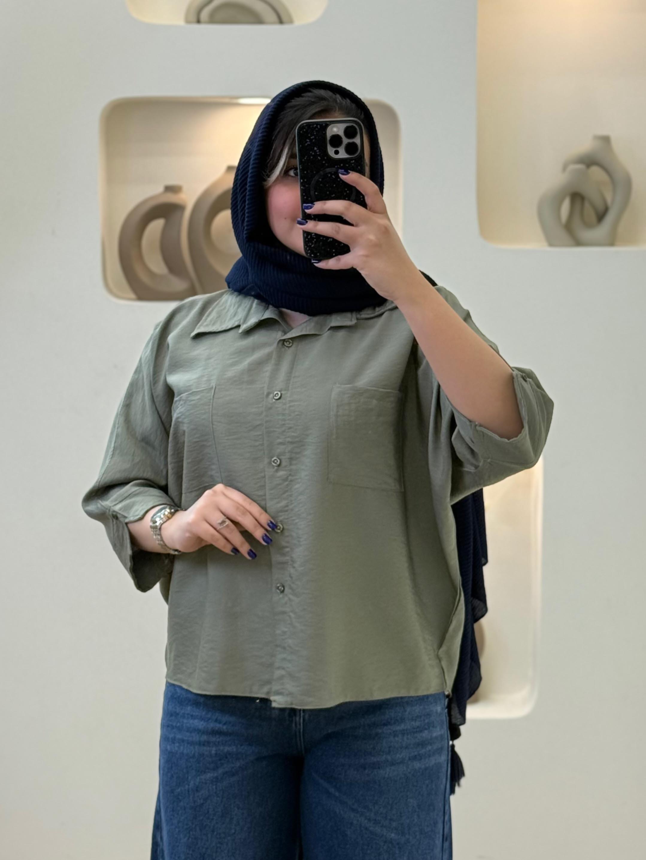 شومیز دو جیب پری - 10217 - رنگ : آِّبی روشن