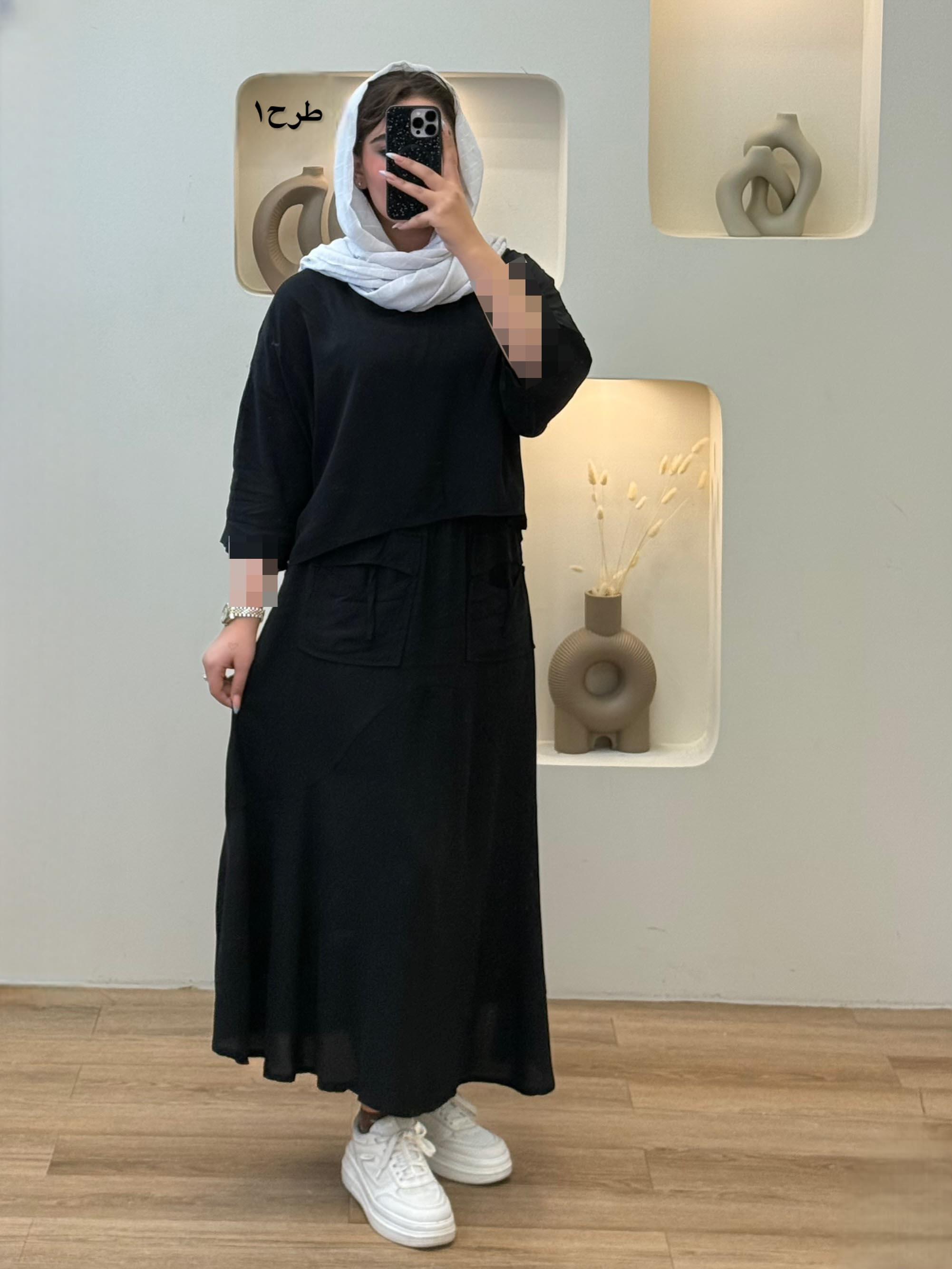 ست شومیز دامن بلند نخی - 5834 - طرح : 1