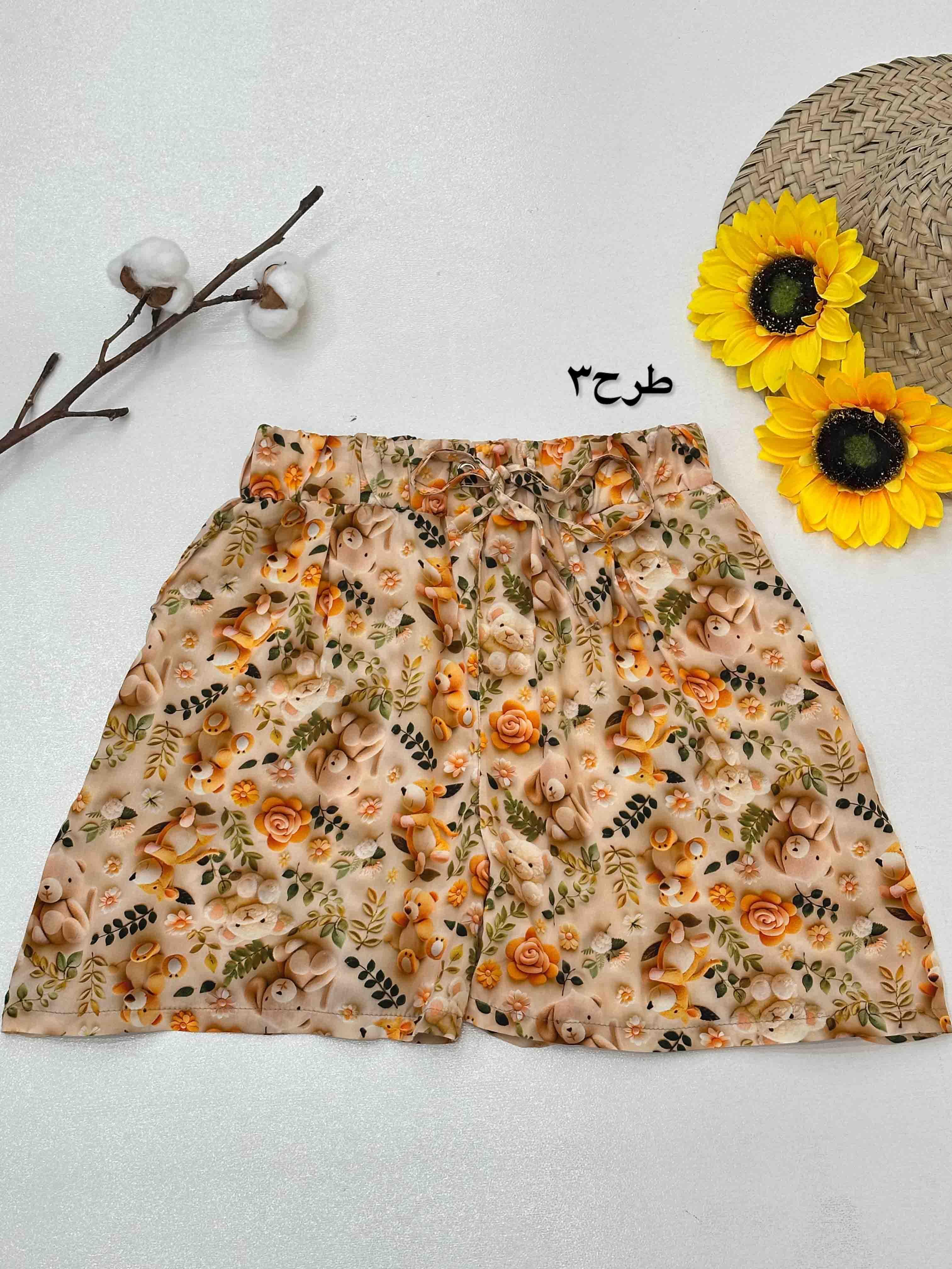 شورتک کمرکش نخی - 6371 - طرح : 1