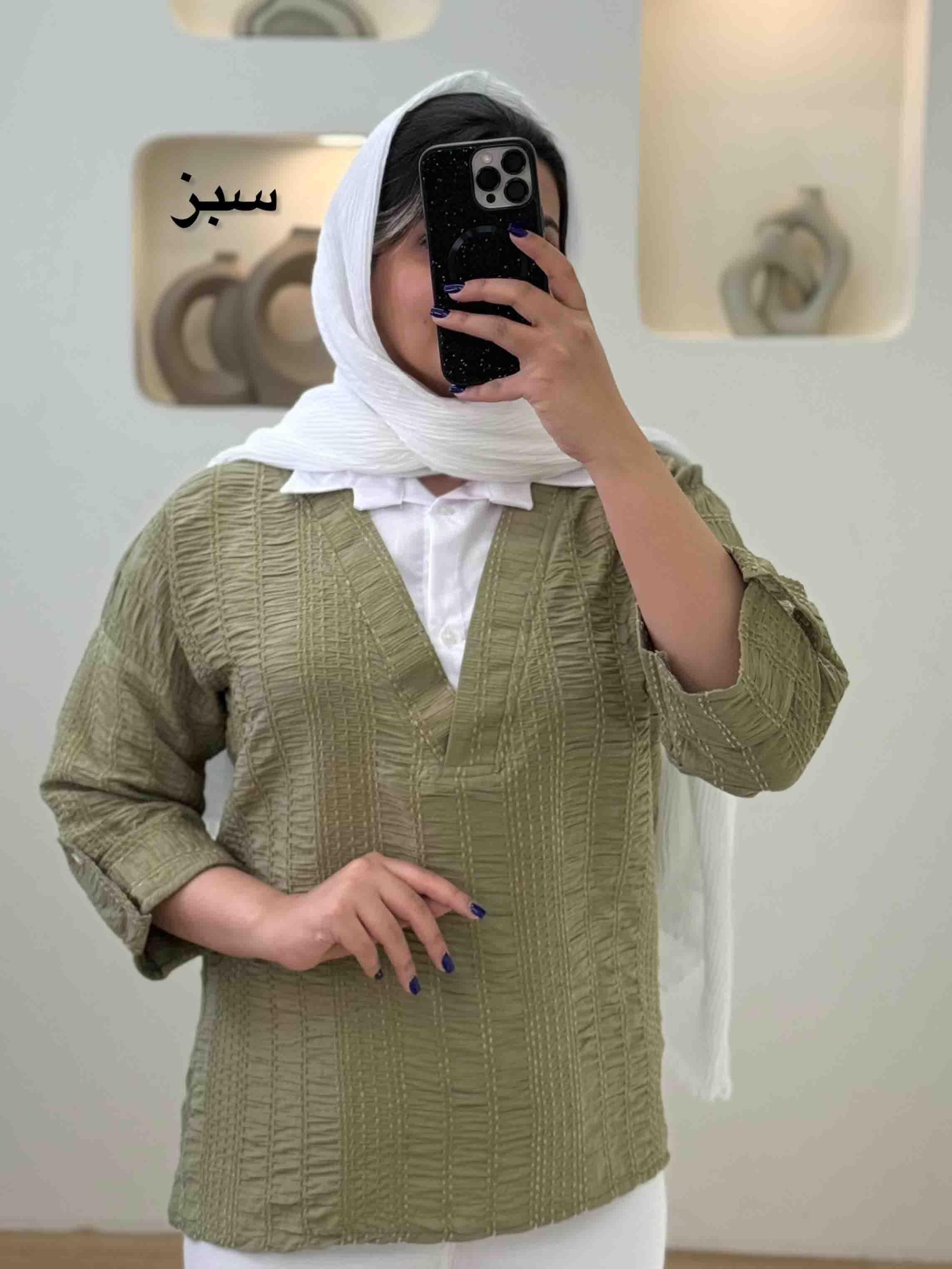 شومیز یقه سفید کوک‌دوزی-10226 - رنگ : مشکی