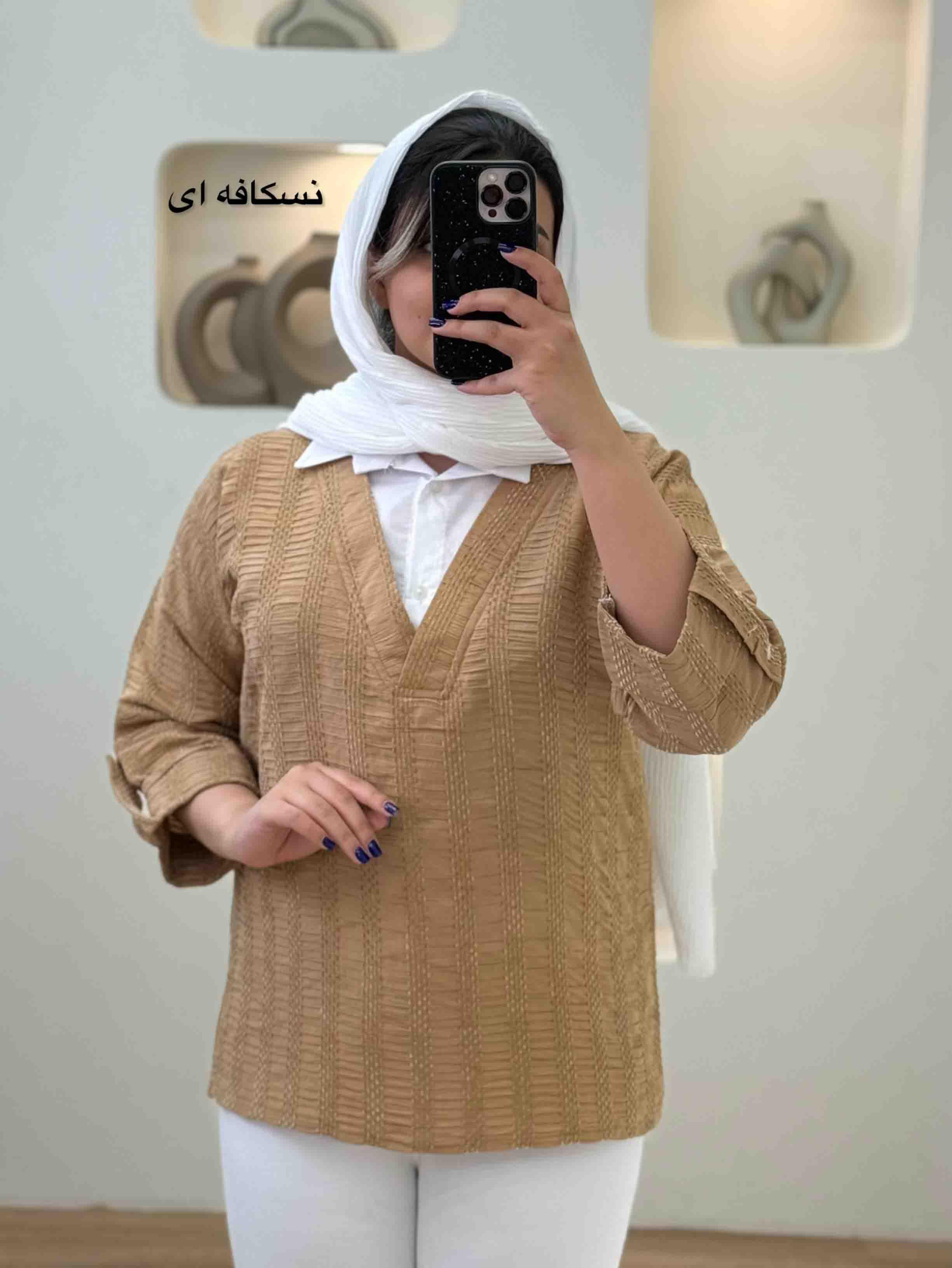 شومیز یقه سفید کوک‌دوزی-10226 - رنگ : مشکی