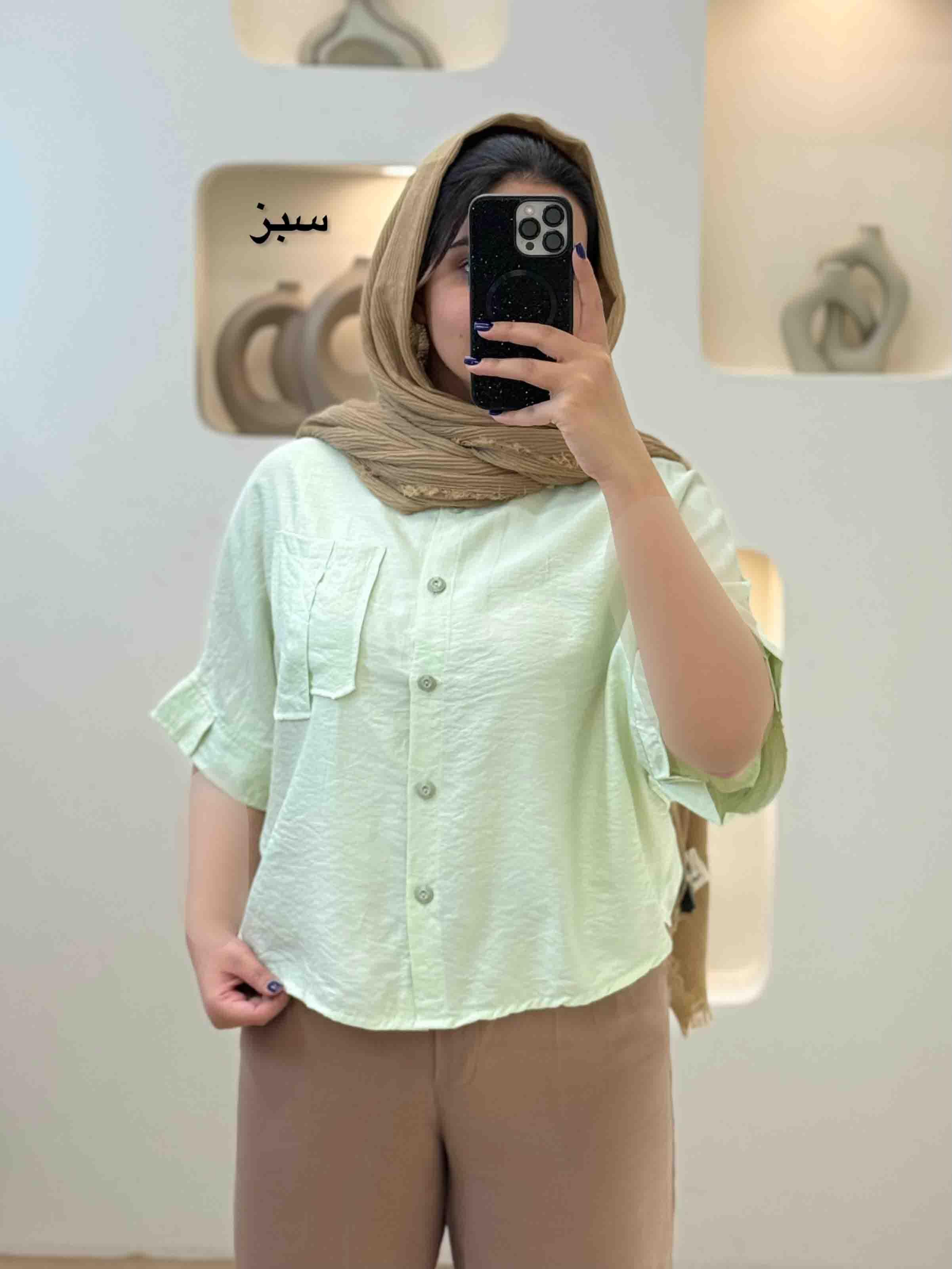 شومیز کیمونو تک جیب گلدوزی -10209 - رنگ : سفید