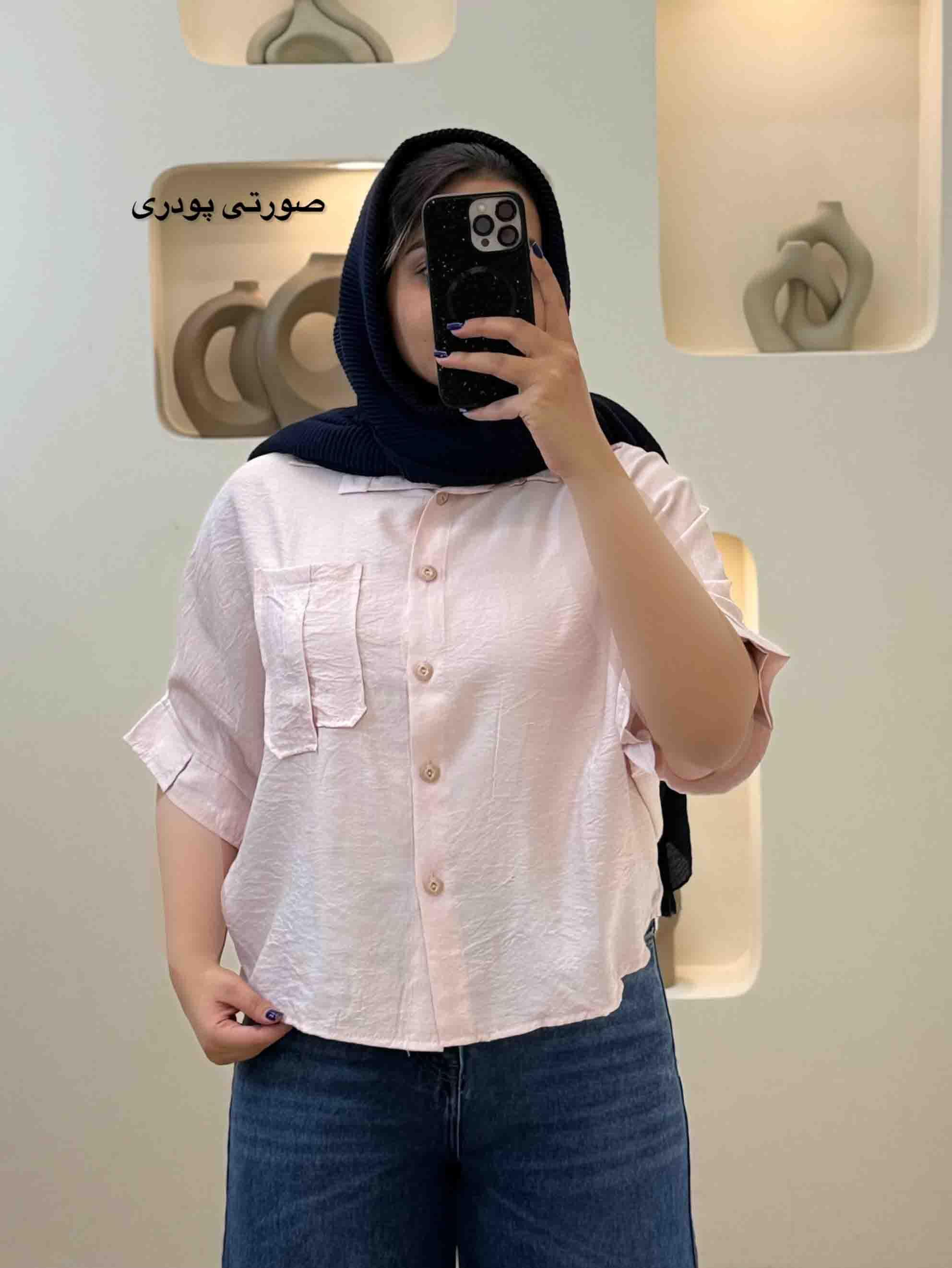 شومیز کیمونو تک جیب گلدوزی -10209 - رنگ : سفید