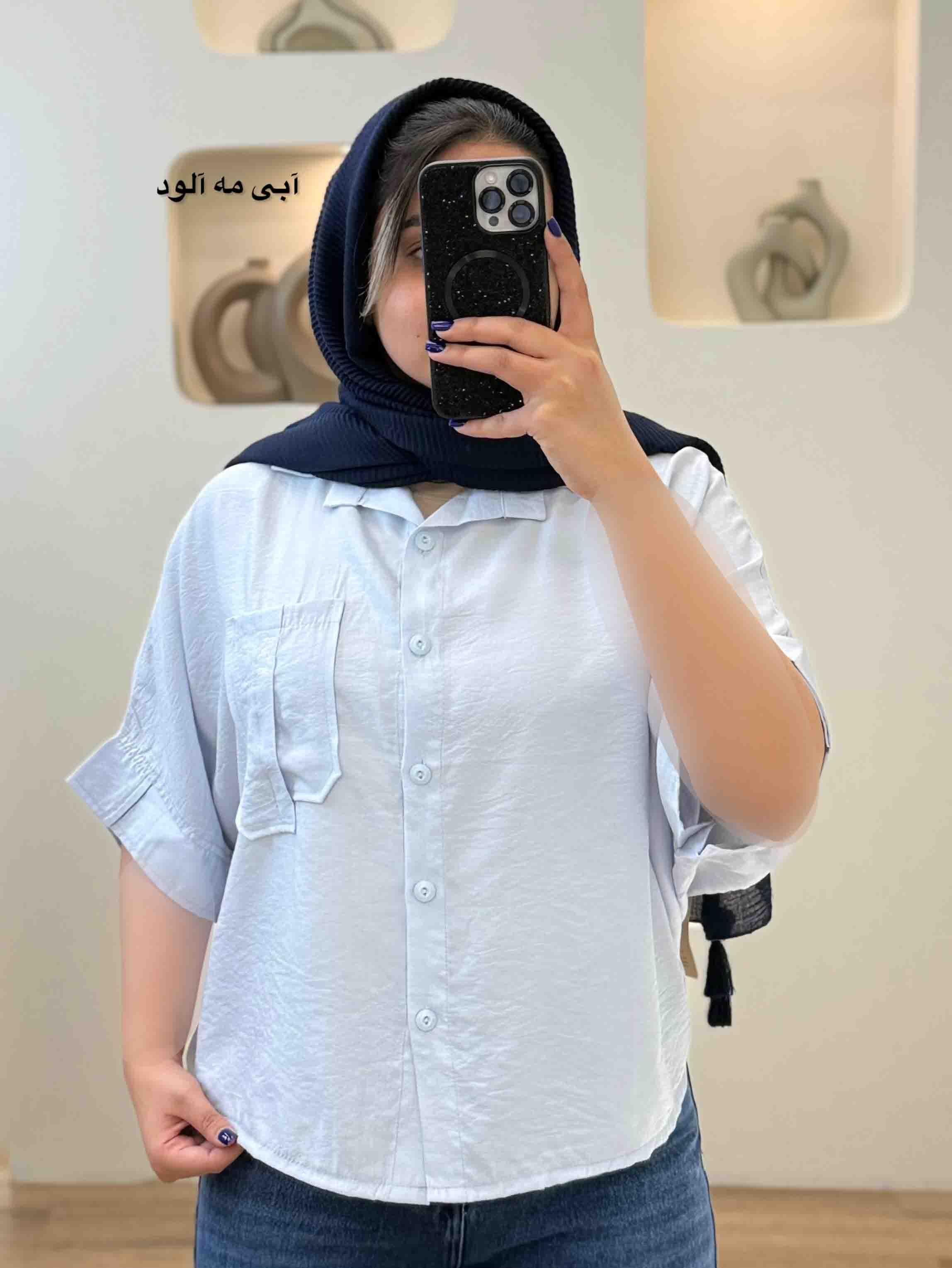شومیز کیمونو تک جیب گلدوزی -10209 - رنگ : سفید