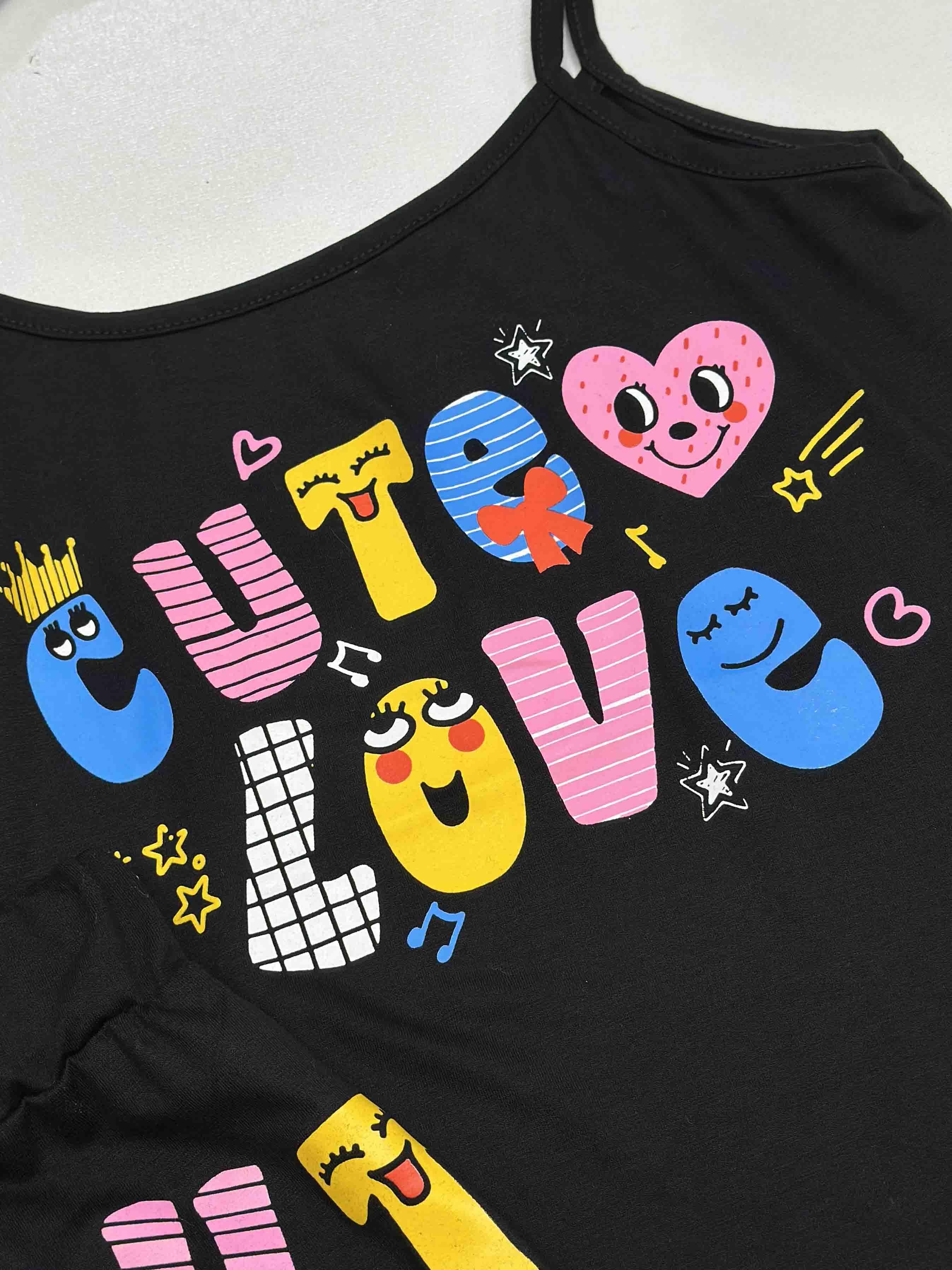 تاپ و شورت ویسکوز CUTE LOVE-5895 - طرح : 1