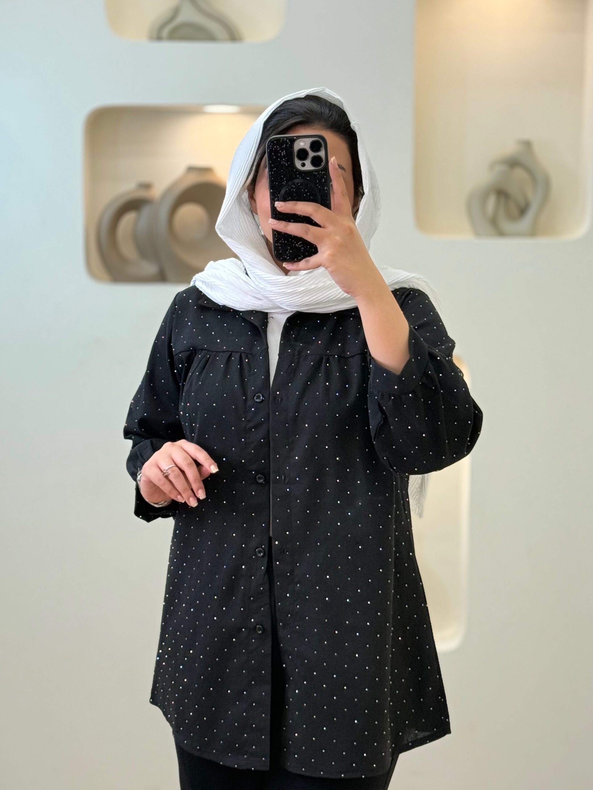 شومیز استین بلند لنین نگیندار-10235