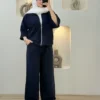 ست شومیز شلوار زیپ دوزی