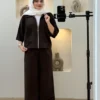 ست شومیز شلوار زیپ دوزی