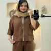 ست شومیز شلوار زیپ دوزی