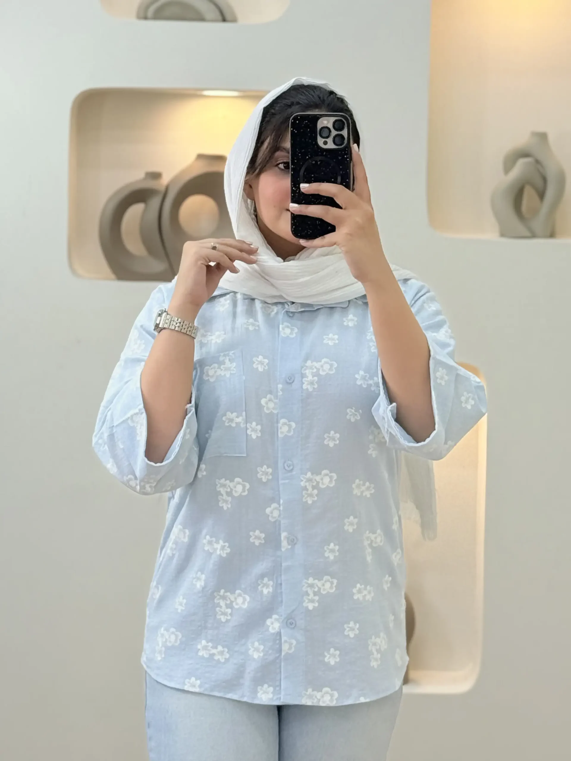 شومیز گل گچی تک جیب-۱۰۲۵۵