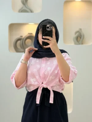 شومیز گل گچی گره ای-۱۰۲۵۶ - صورتی