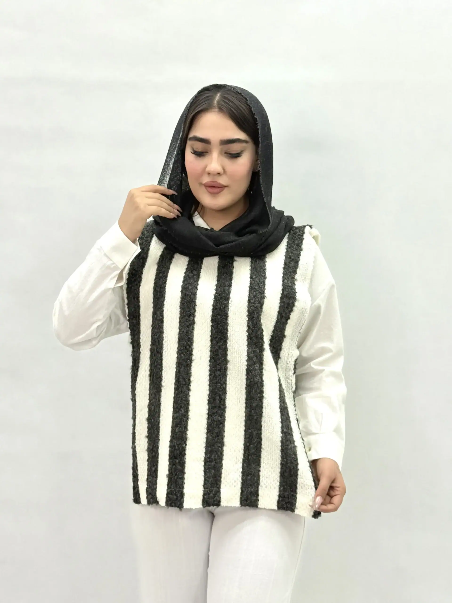 شومیز راه راه دوتیکه-6376