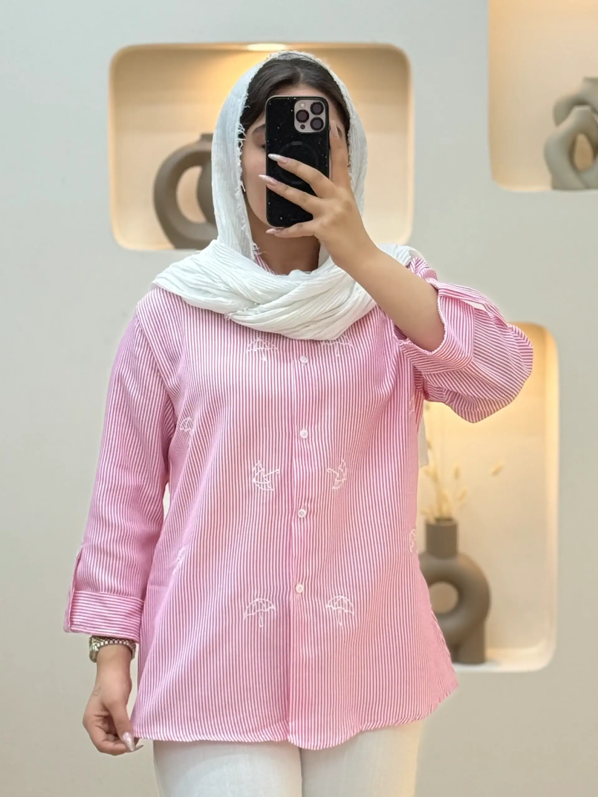 شومیز راه راه گلدوزی چتر-210289