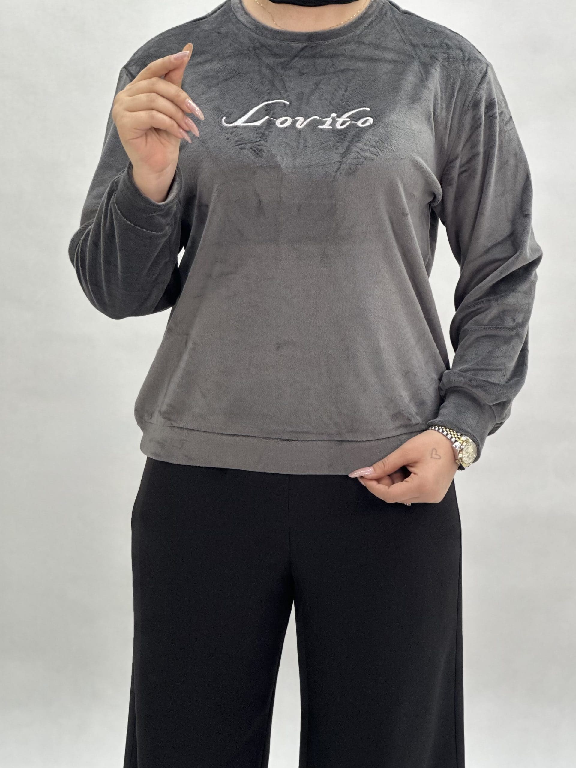 بلوز مخمل Lovito-6353